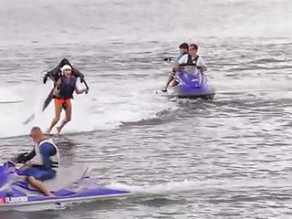 These guys are really bad ass, they are not afraid of anything as they go for jet packing and other extreme sports on water and underneath the sun. Even the girls are not afraid of anything as they strip almost instantly and enjoying the feel of the sun and wind on their hot boobs.