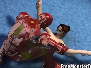 Foxy 3D dark brown babe gets drilled by Iron Man