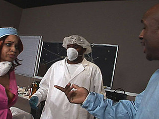 Sierra and Kim are in the surgery room, below the knife for bigger asses! When the surgery went down, so did the nurses on a big chubby black cock! Their big luscious black butts did all the operating and with titties..