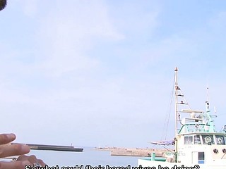 Turned on amateur lads have a fun in walking in the harbour with a camera and seducing sexy young Japanese woman and stimulating her bawdy cleft with their vibrating sex toy and tricking her with a massage suggest to has..